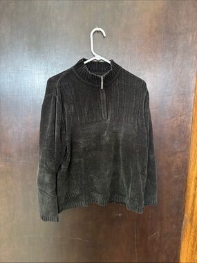 Karen Scott Men's Charcoal Plush Half-Zip Sweater